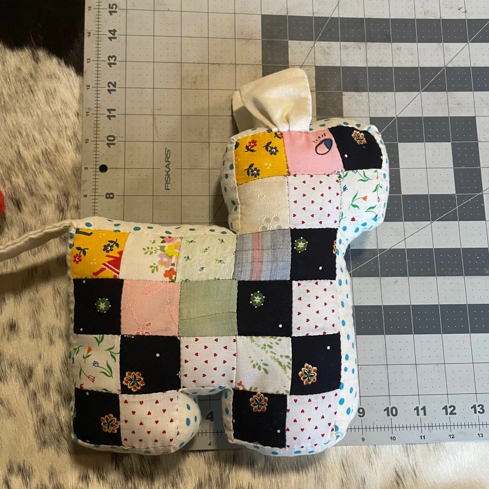 Handmade Quilted Patchwork Dog Plush Toy Pillow‎ Unique Decorative Gift